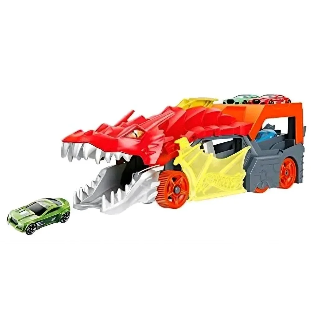 Hot Wheels City Dragon Launch Transporter Red Dragon Car Hauler with 1 Car NEW